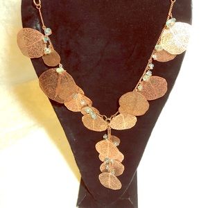 Unique long handcrafted  copper necklace